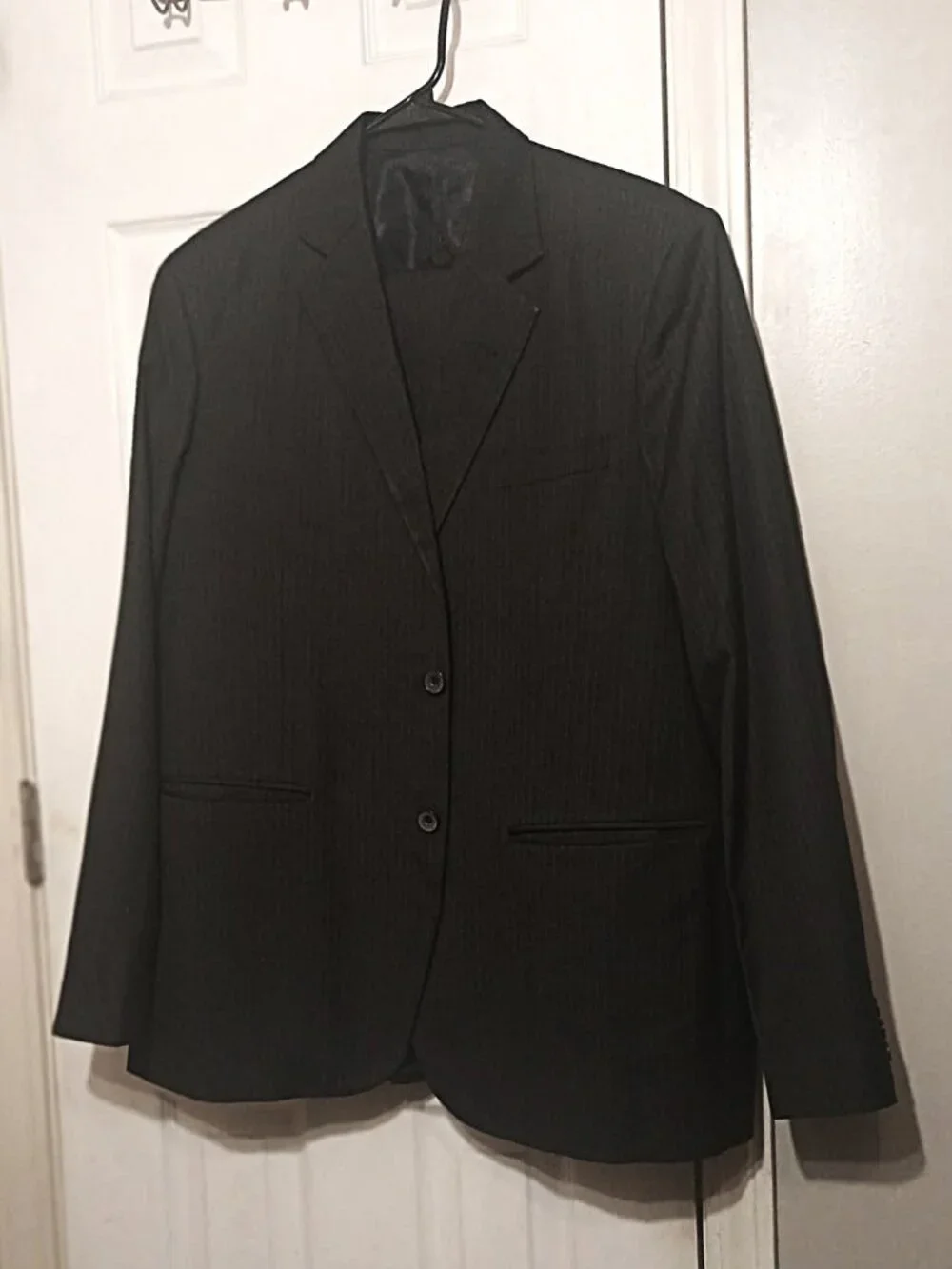 Raymond Paldi Men Grayish Brown Pinstripe 2 Piece Slim Fit Suit   46R